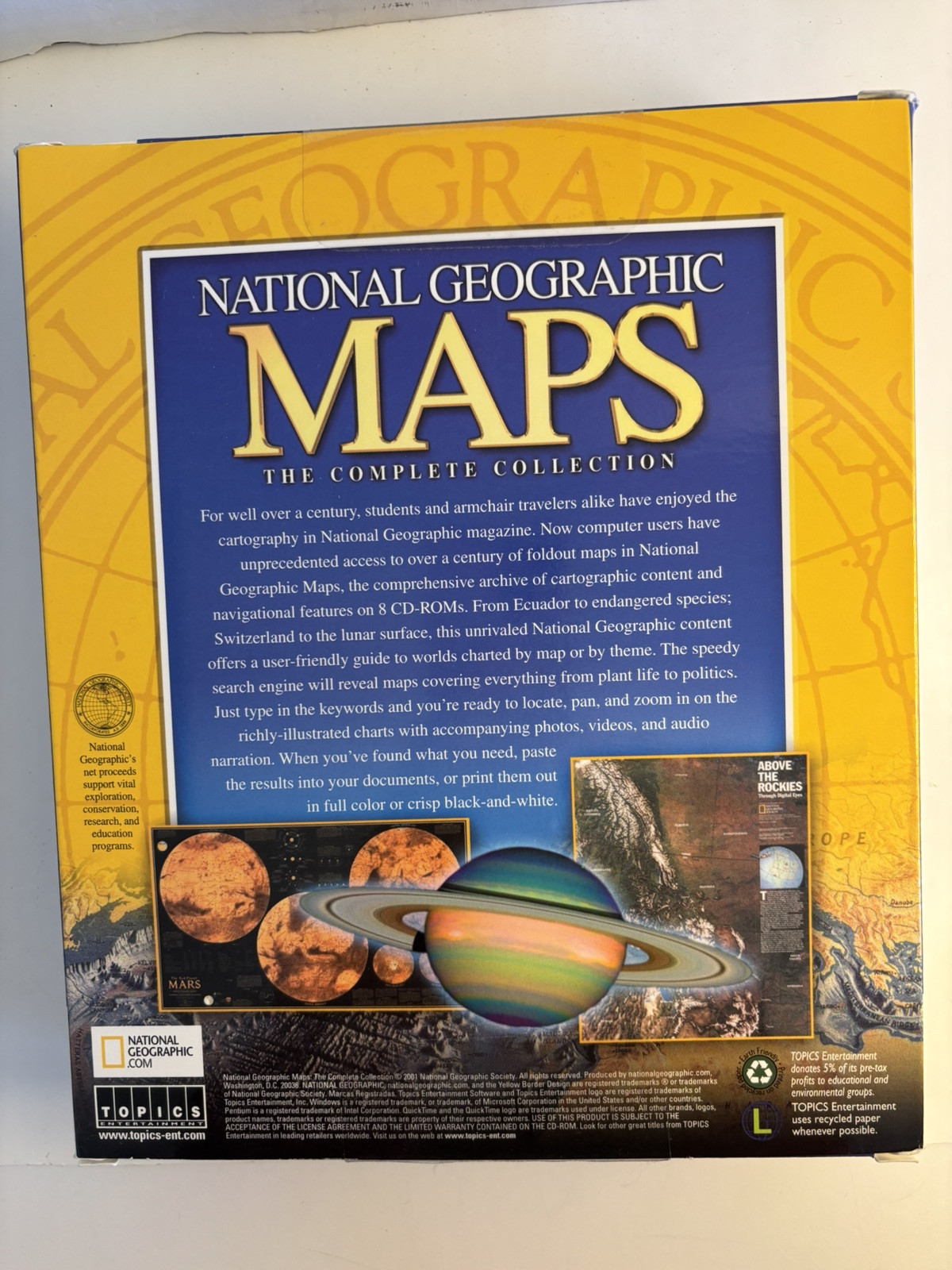 National Geographic Maps Complete Collection 8 CD-ROM Set With Original Box 2001