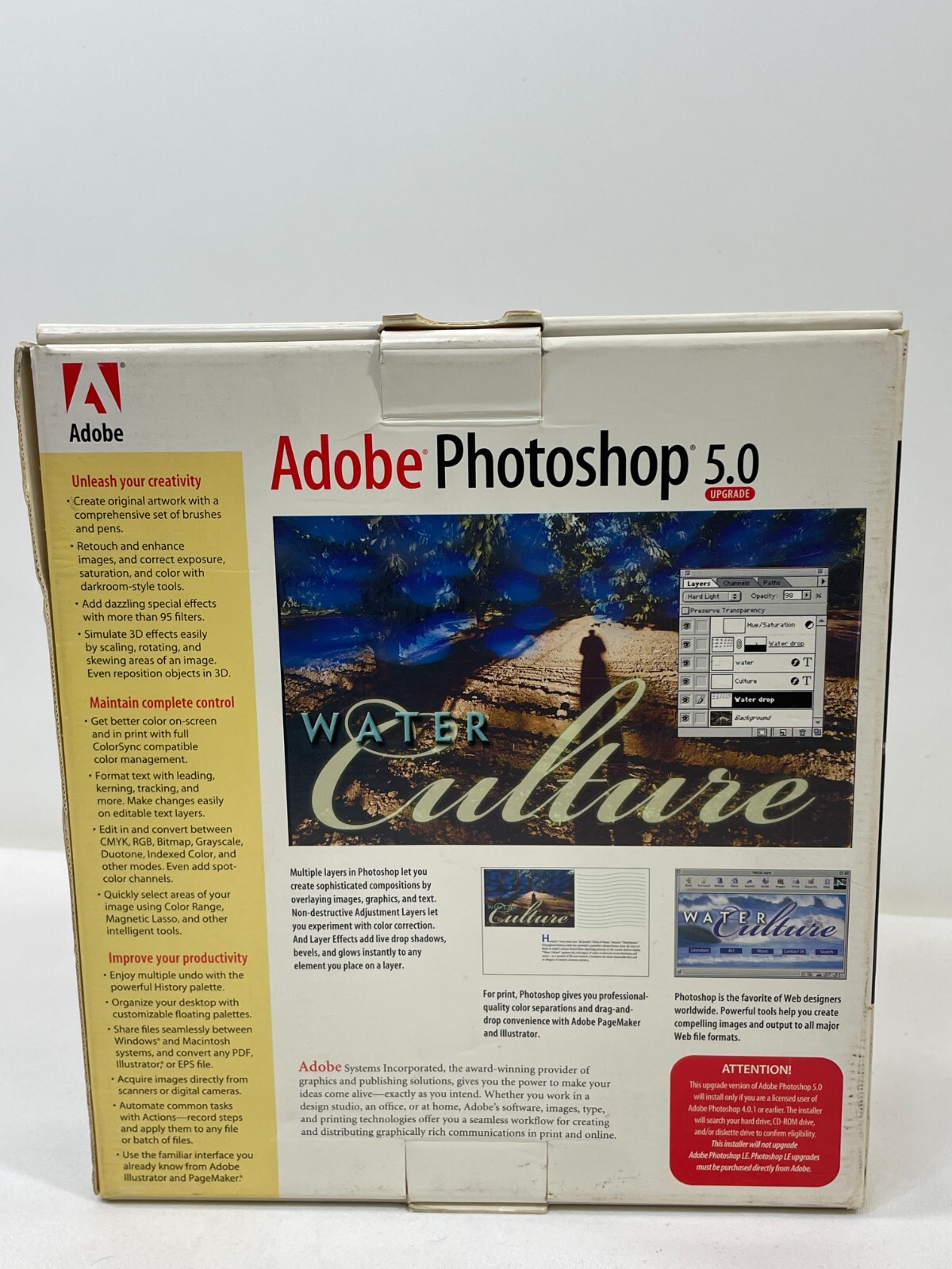 Vintage 1998 Adobe Photoshop 5.0 UPGRADE Apple Mac Macintosh CD-ROM Software