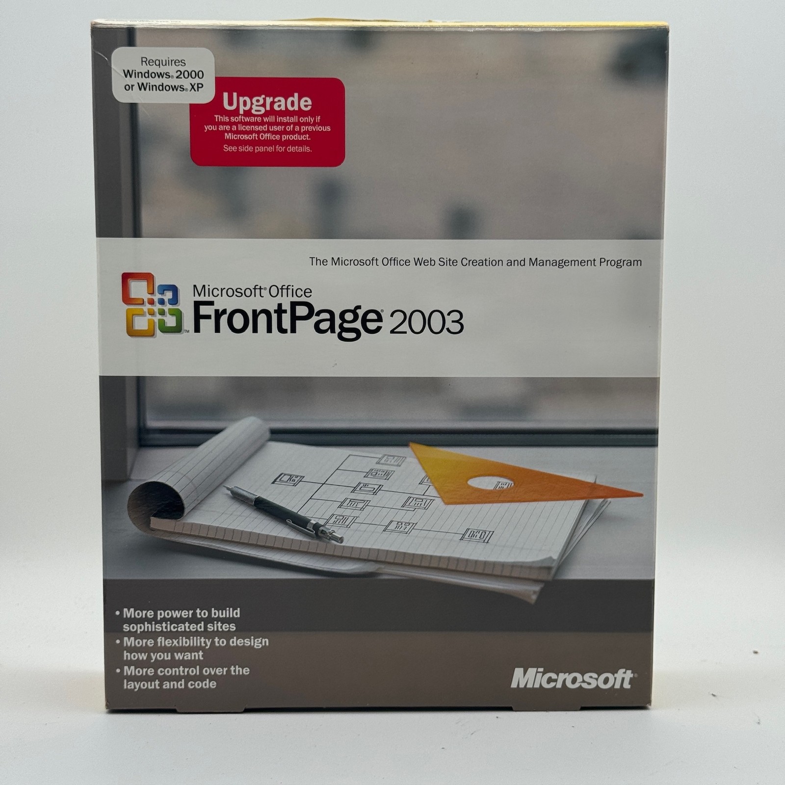 Vintage Microsoft FrontPage 2003 2000 Upgrade Web Design Software Windows XP CD