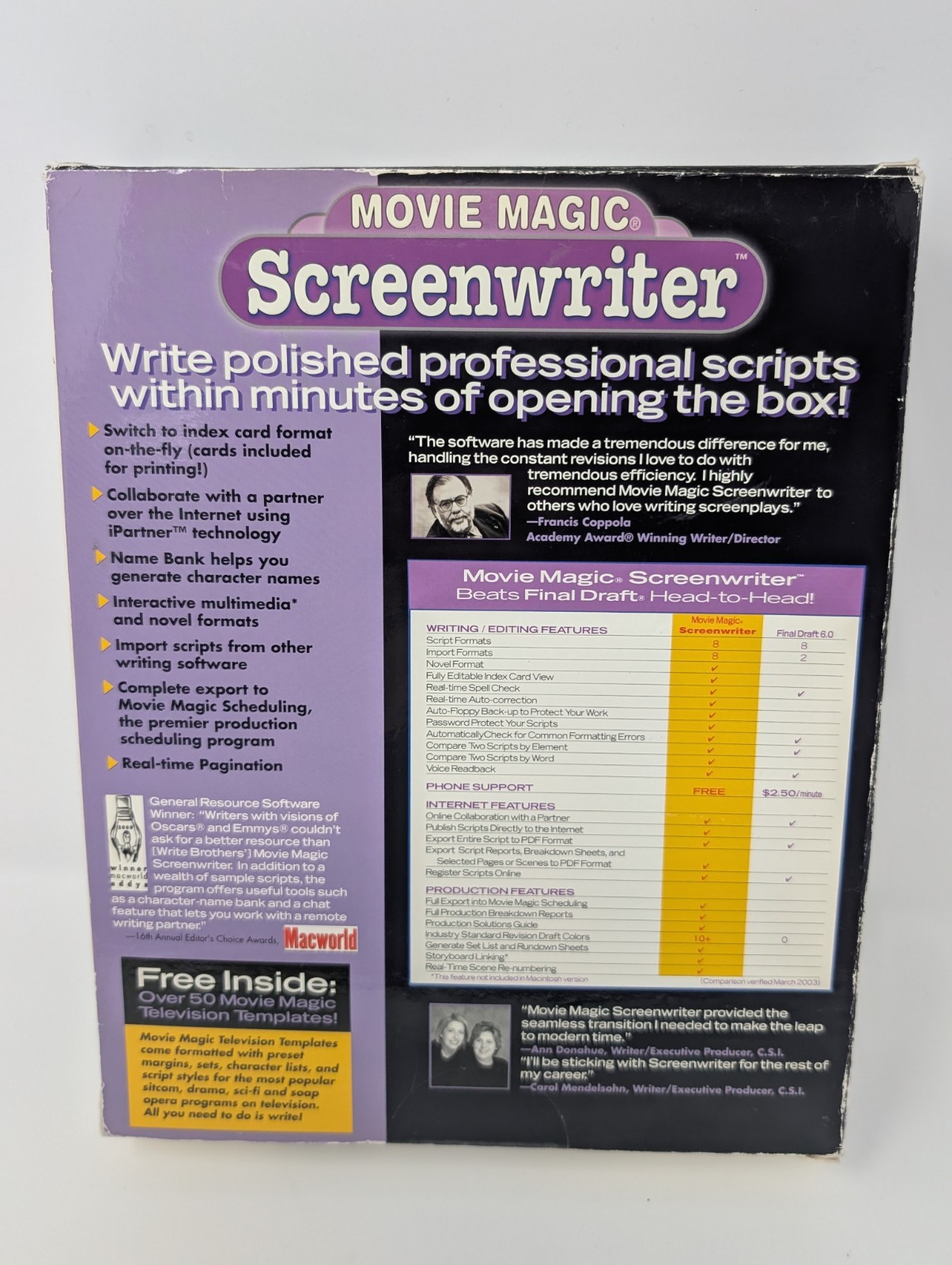 Vintage Movie Magic Screenwriter 2000 Academic Version – Boxed w/ Index Cards