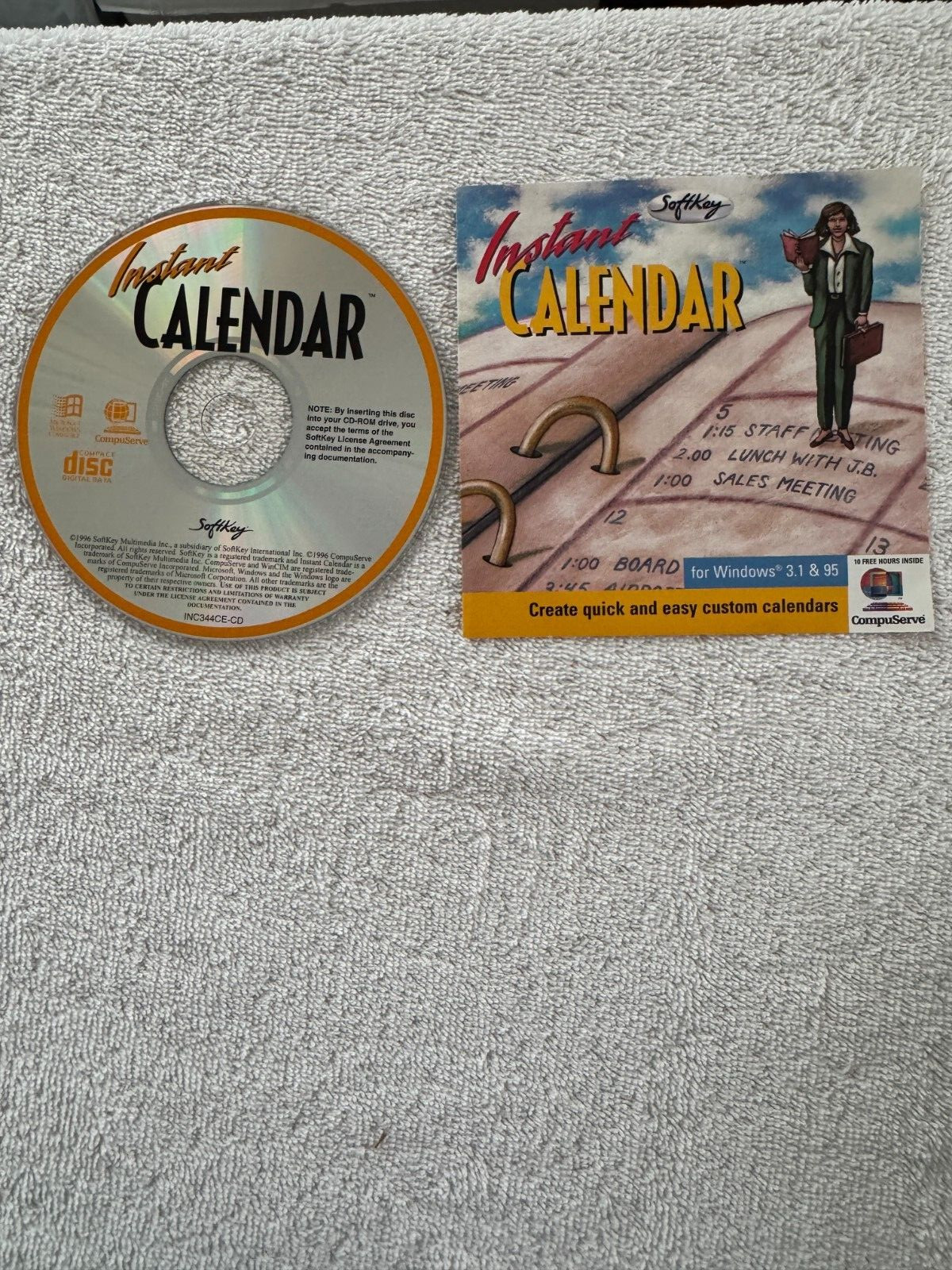 SoftKey Instant Calendar (PC 1996) CD WITH INSTALL BOOKLET ONLY!!!