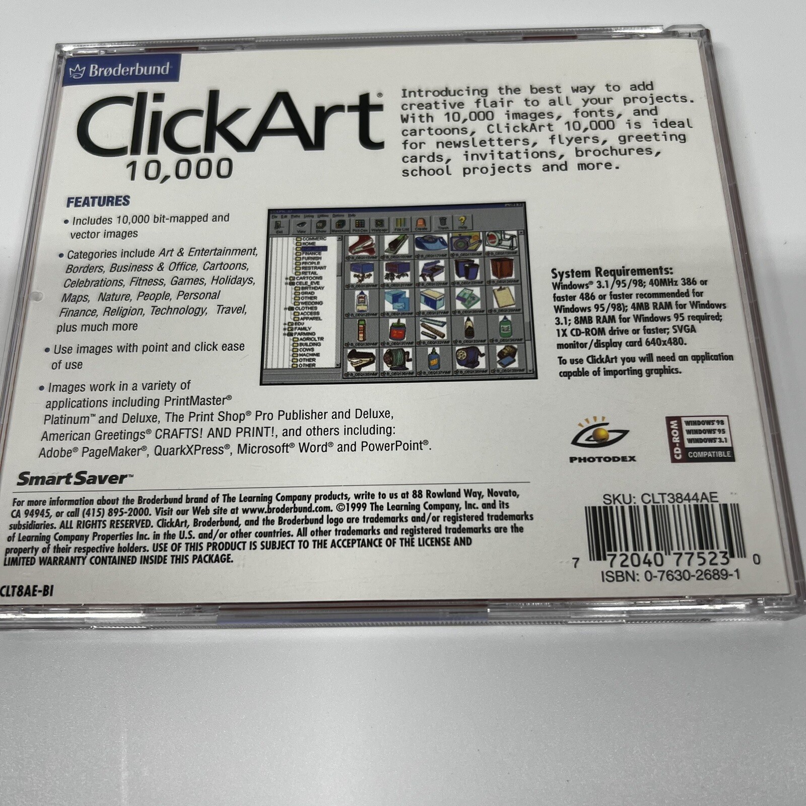 Broderbund ClickArt 10,000 for CDs Windows 3.1/95/98 c1999 Graphic Clip Art