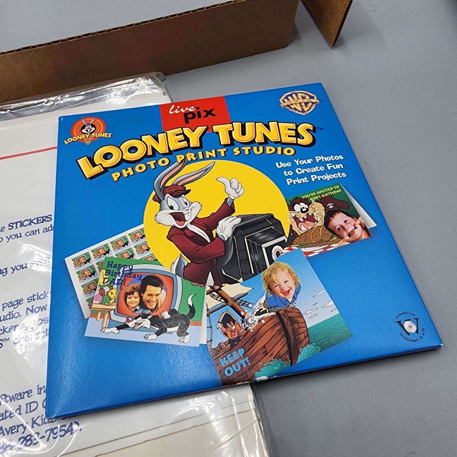 Vtg Looney Tunes Photo Print Studio 1998 PC Computer Software Warner Bros CIB