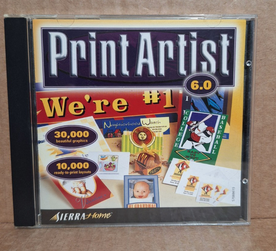 Print Artist (PC, 1999) – Version 6.0, Sierra Home – CIB, Tested