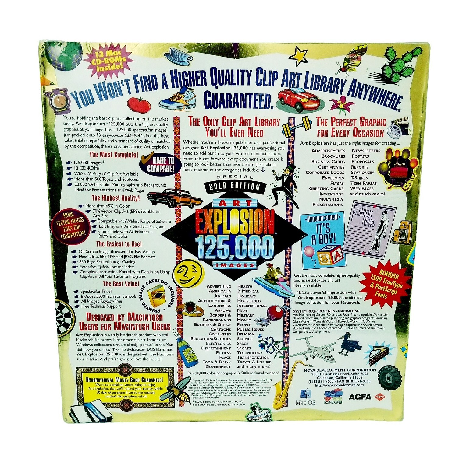 Vintage 1996 Macintosh Art Explosion Gold Edition 125,000 Clip Art Image Library
