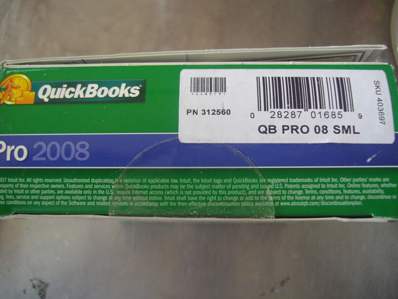 INTUIT QUICKBOOKS PRO 2008 FOR WINDOWS FULL RETAIL US VERSION =NEW SEALED BOX=