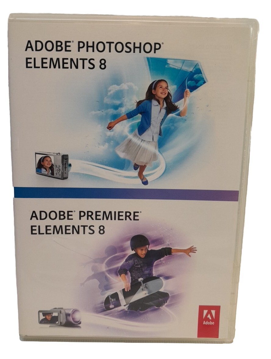 Adobe Photoshop Elements 8 & Adobe Premier Elements 8, Win 7, XP, Vista, w/ Key