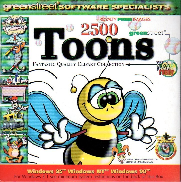 2500 Toons (PC-CD, 1999) for Windows 3.1/95/98/NT – NEW CD in SLEEVE