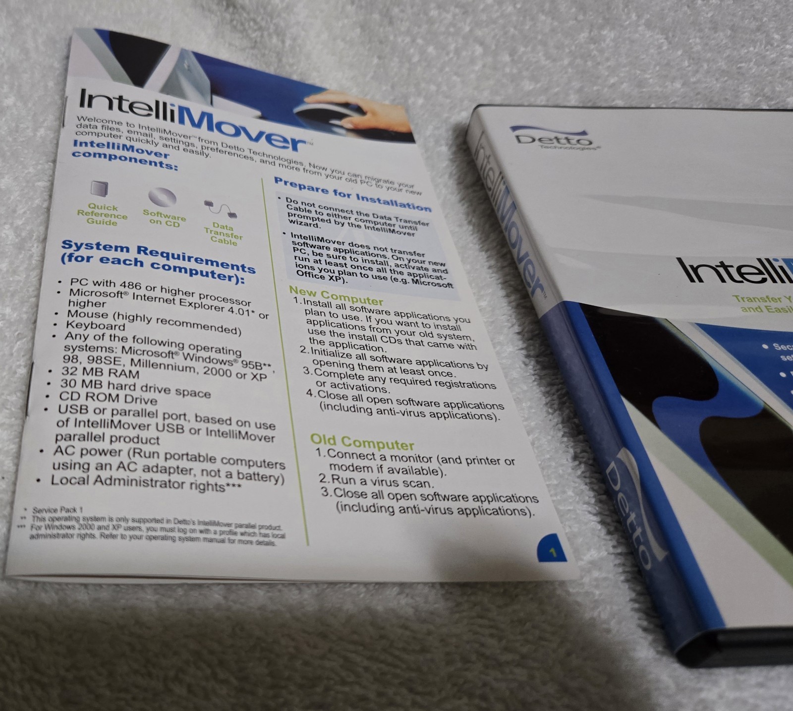 INTELLIMOVER V3.0 by Detto -PC Data Transfer Kit-USB or Parallel File Transfer