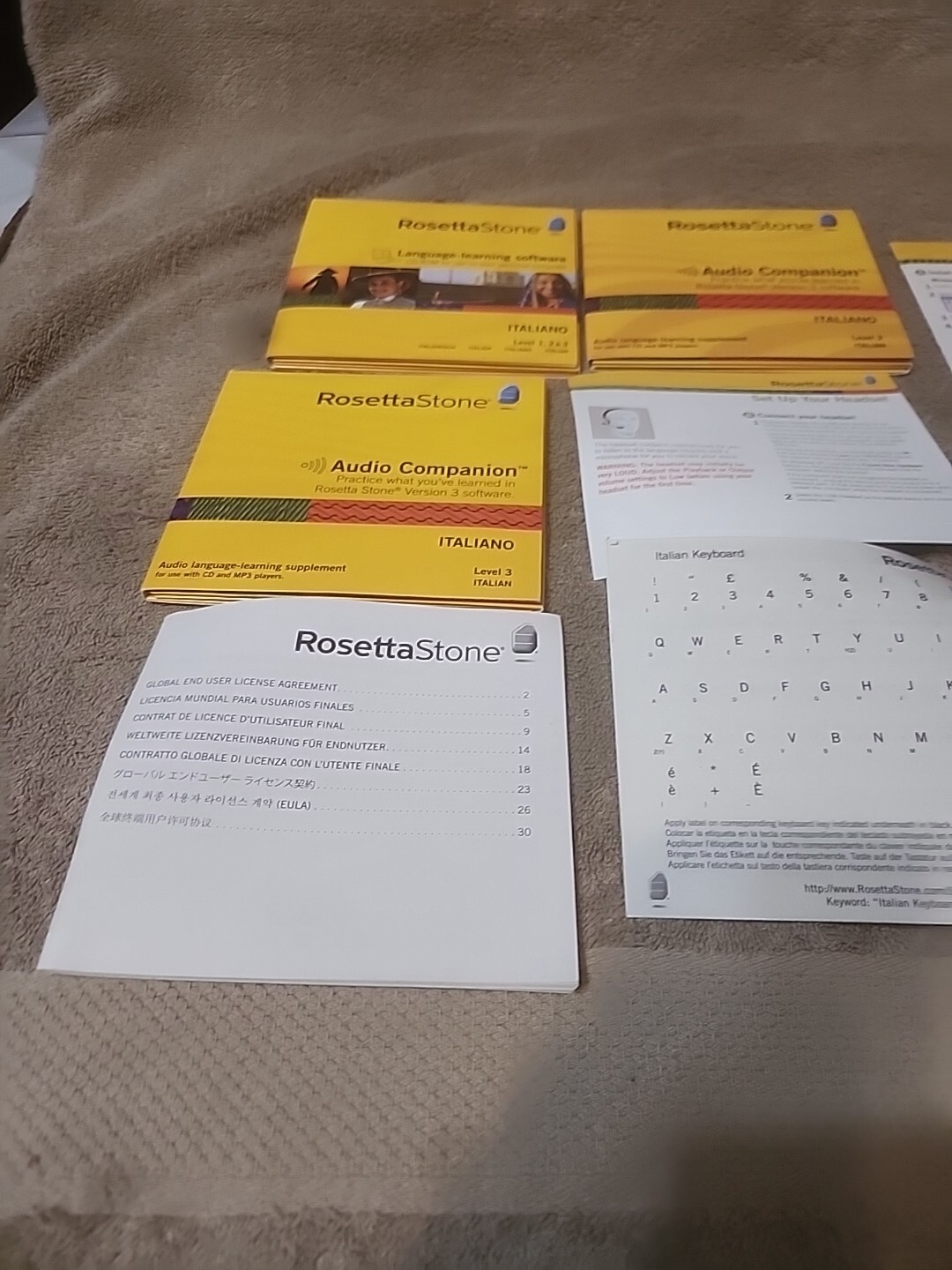 Rosetta Stone Italian Level 1-3 Version PC Language Learning Discs 2010