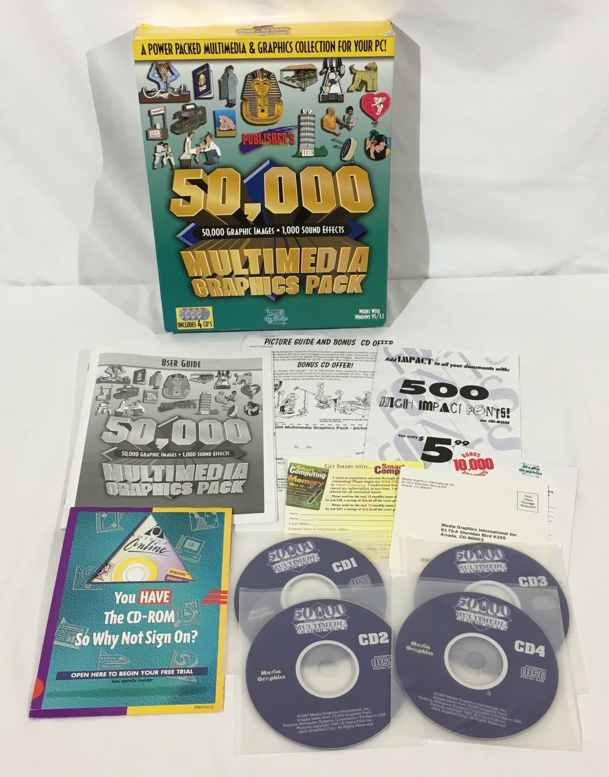 Publisher’s Paradise 50,000 Multimedia Graphics Pack Windows 3.1 95 Software