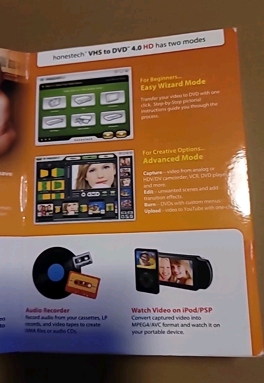 Honestech VHS to DVD 4.0 HD Video Converter USB 2.0 Software and Cable Set – New