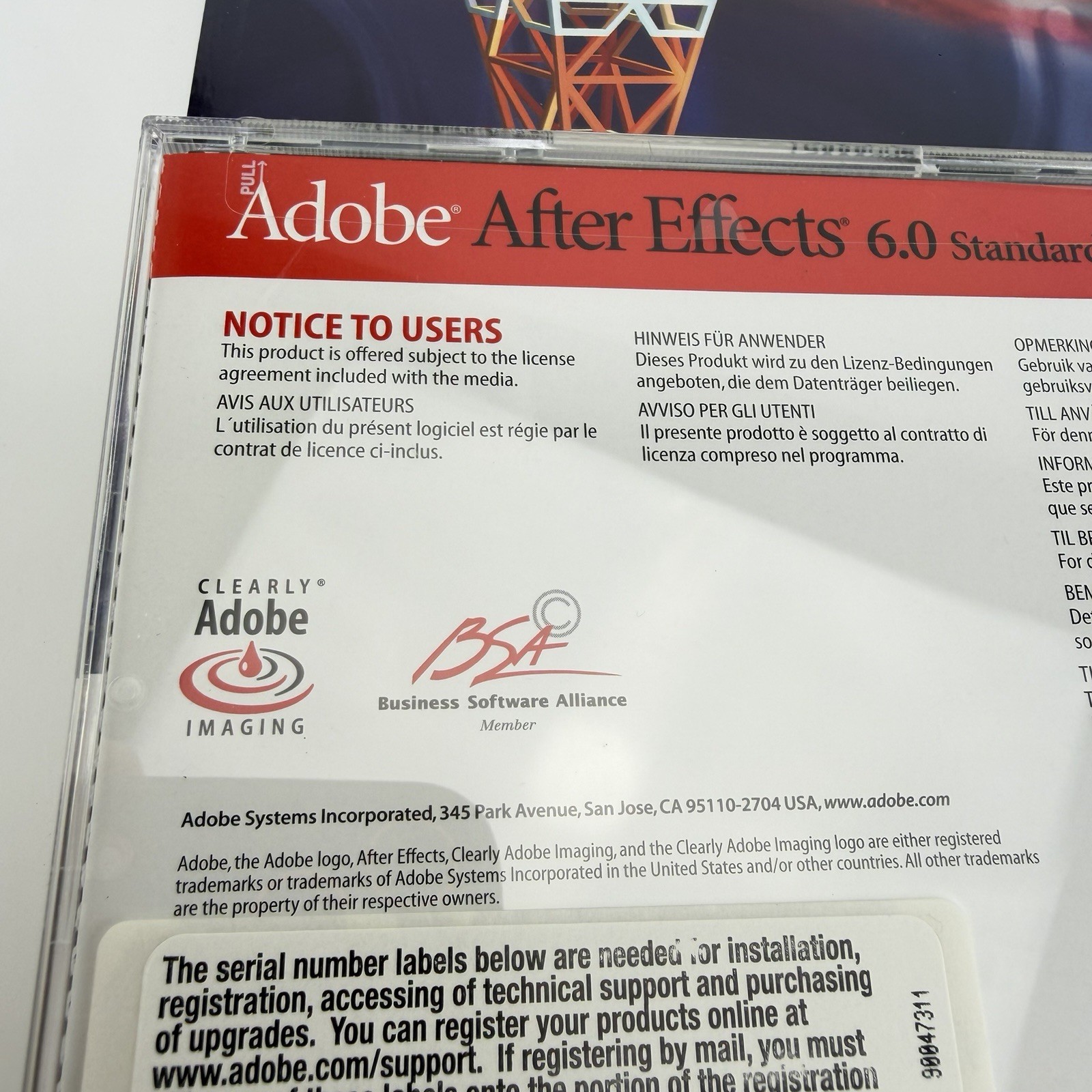 Adobe After Effects 6.0 DVD Education Version Windows + Serial Number (2003) NEW