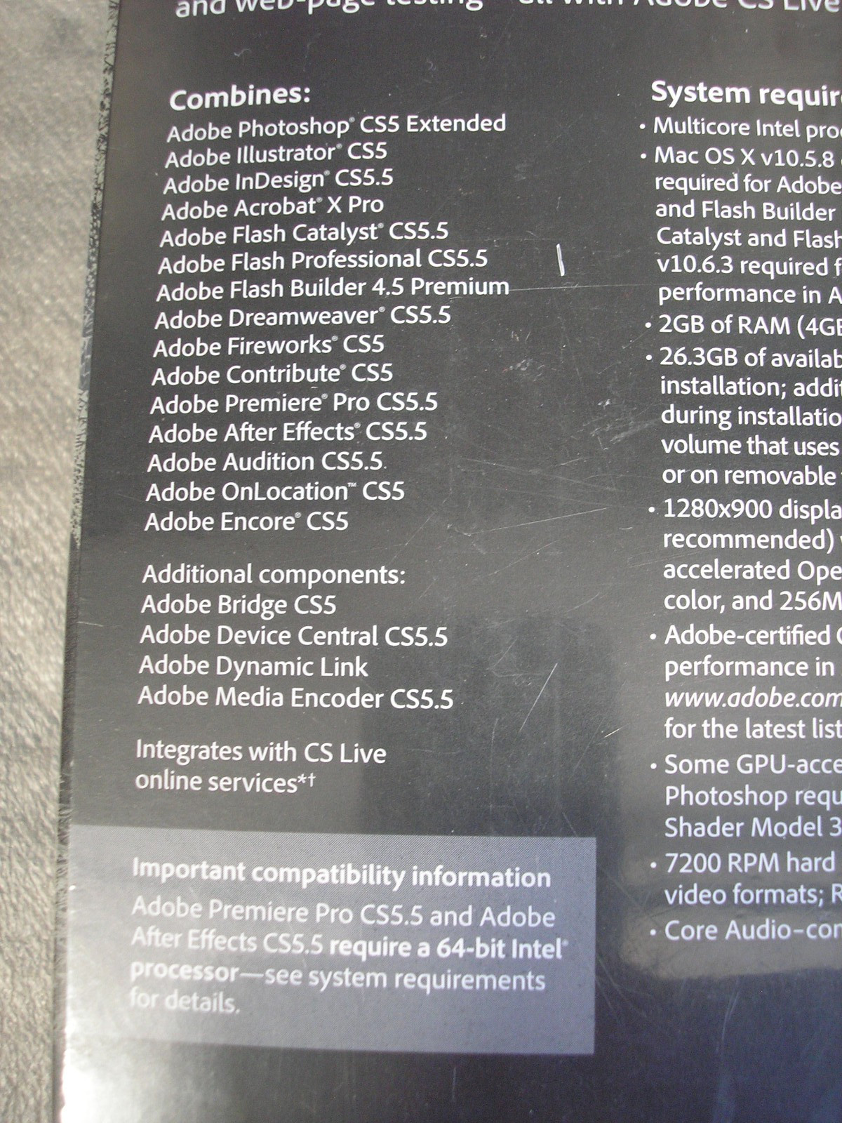 Adobe Creative Suite 5.5 CS5.5 Master Collection For MAC OS Full DVD Version=NEW