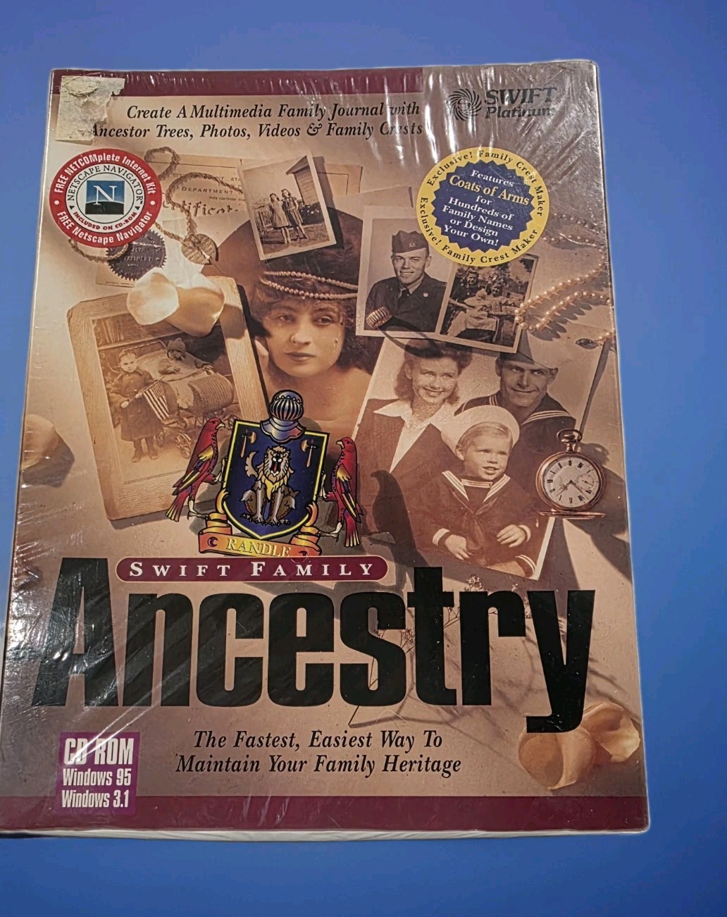 Swift Family Ancestry Genealogy Software CD-ROM NEW Sealed Windows 95 3.1 Vintag