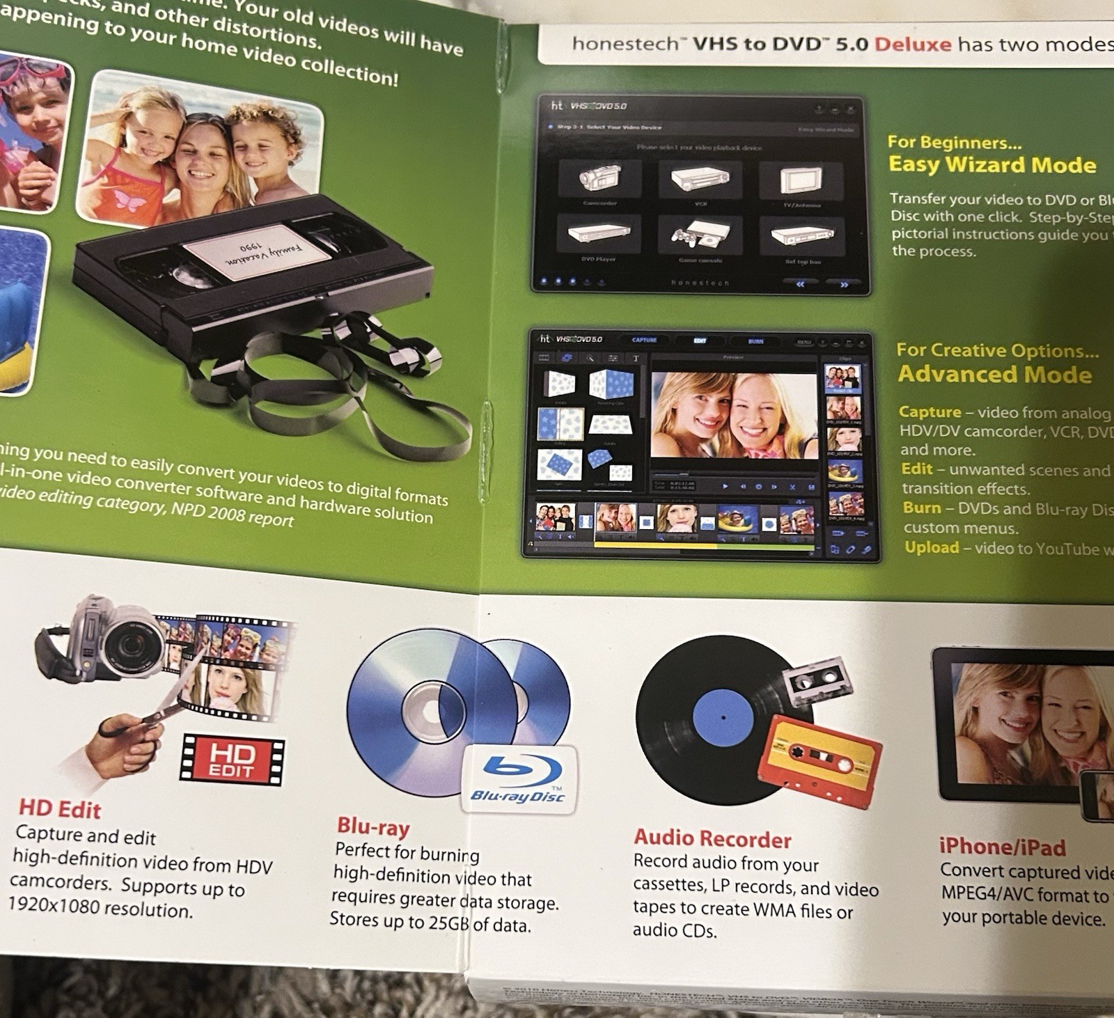 Honestech Convert VHS Tape To DVD 5.0 Blu-Ray HD Deluxe Video Conversion.