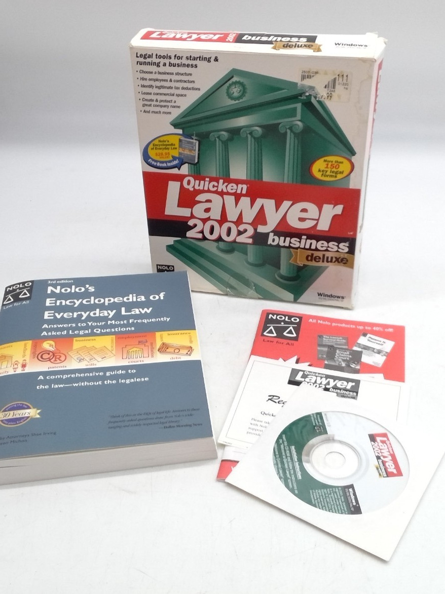 QUICKEN LAWYER 2002 – Business Deluxe – For Windows 95/98/2000/ME/XP – Pre-Owned