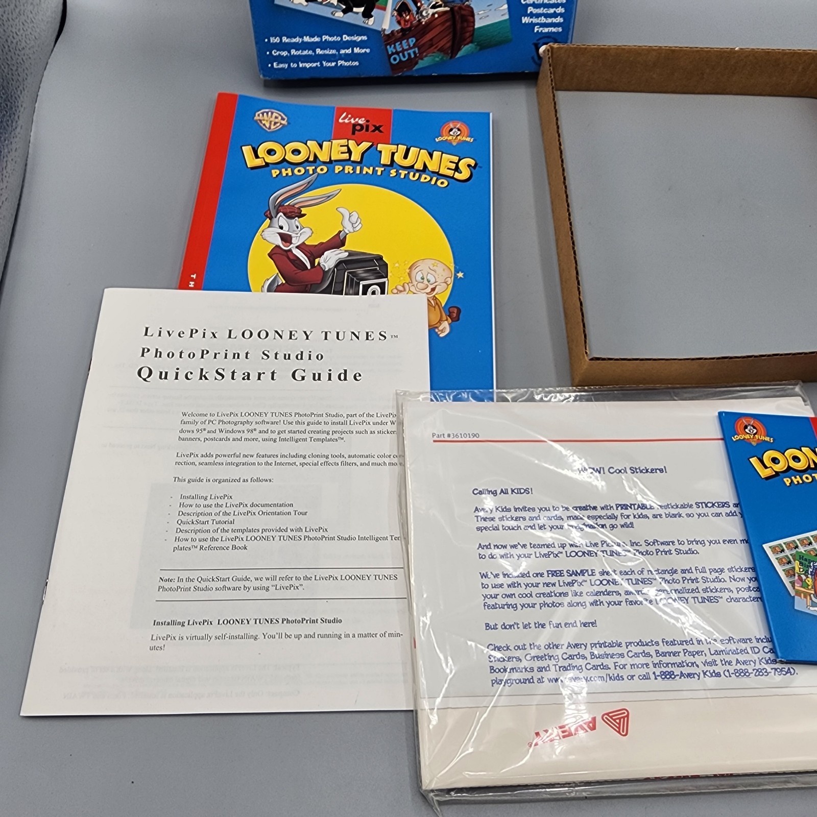 Vtg Looney Tunes Photo Print Studio 1998 PC Computer Software Warner Bros CIB