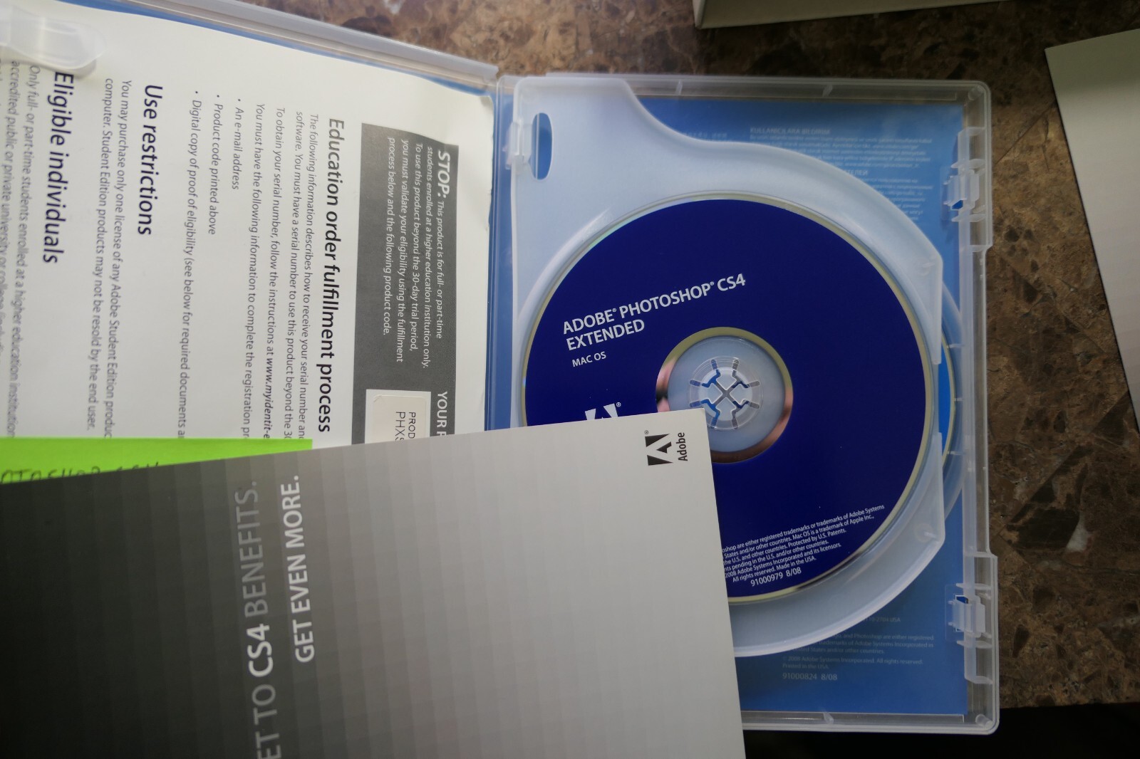 Adobe Photoshop CS4 Extended Student Edition Mac OS w/ USED Serial Number
