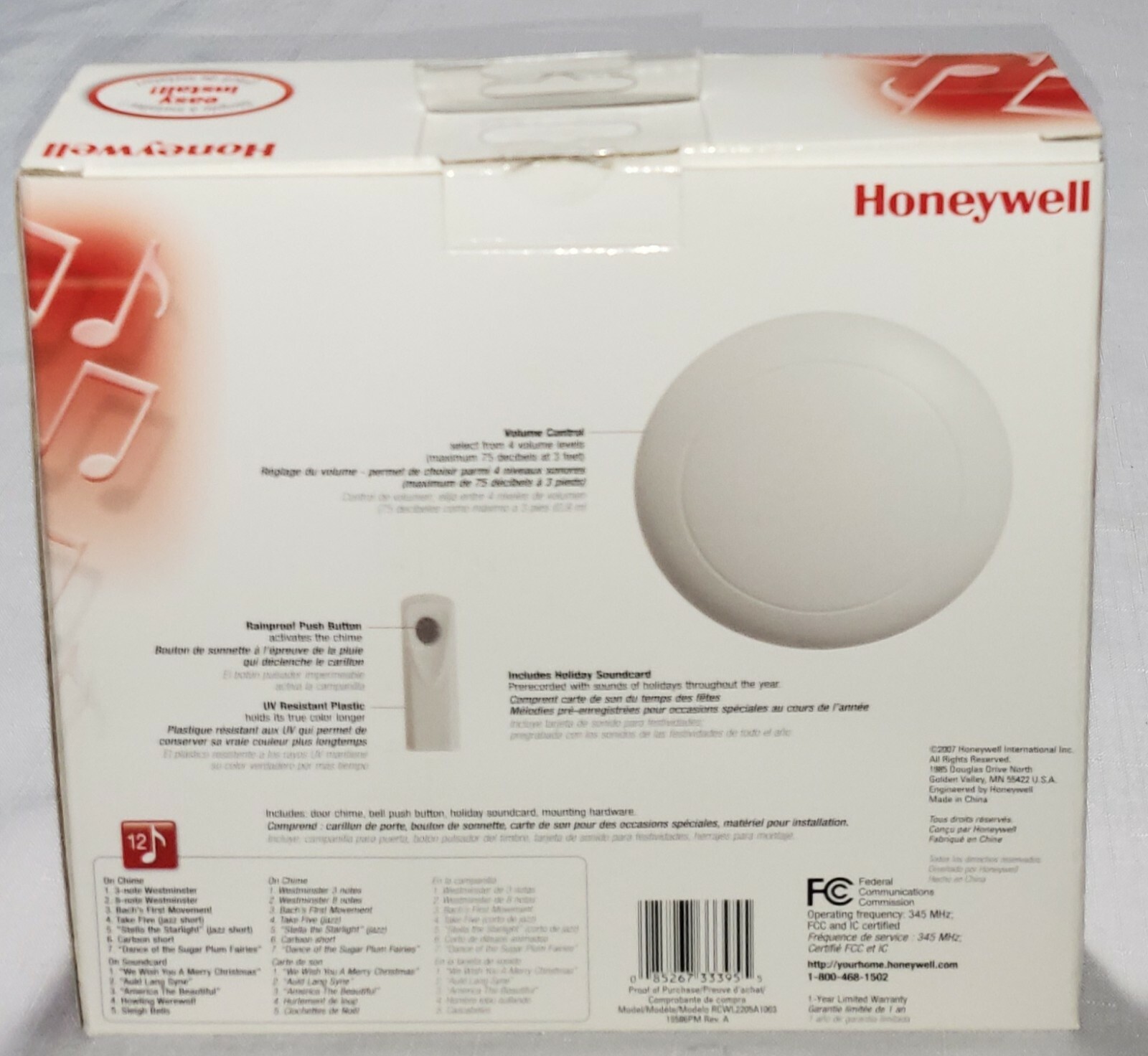 My Chime Honeywell RCWL2200A,Wireless Door Chime & Push Button Programmable NEW,