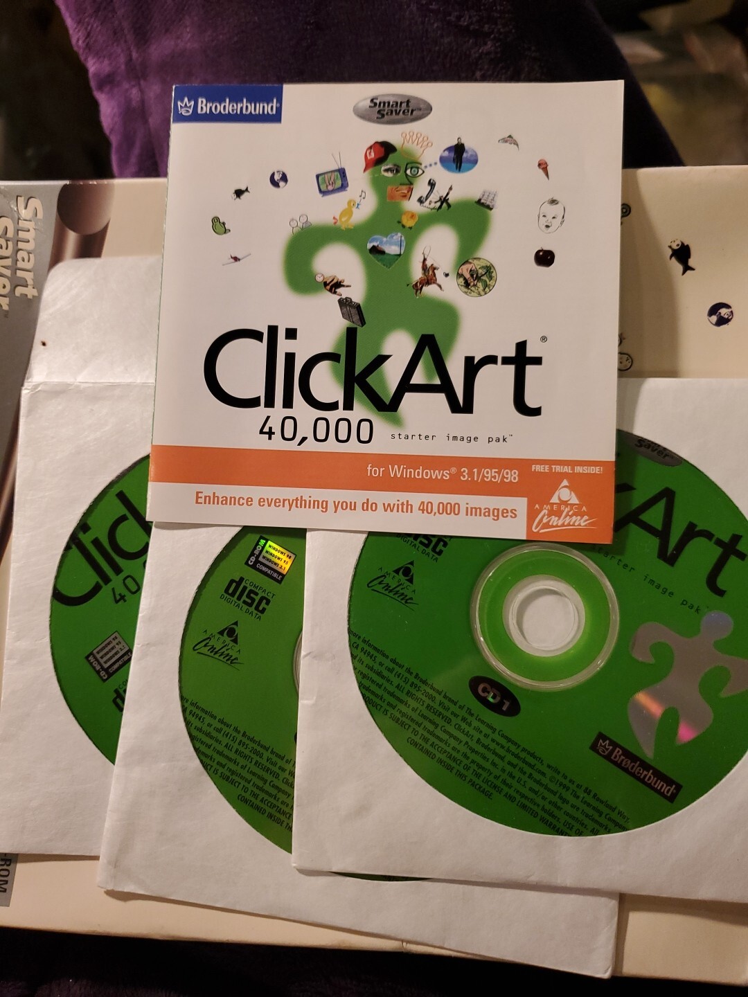 PC CD-Rom Broderbund CLICKART 40,000 Starter Image Pak WIN3.1,95,98