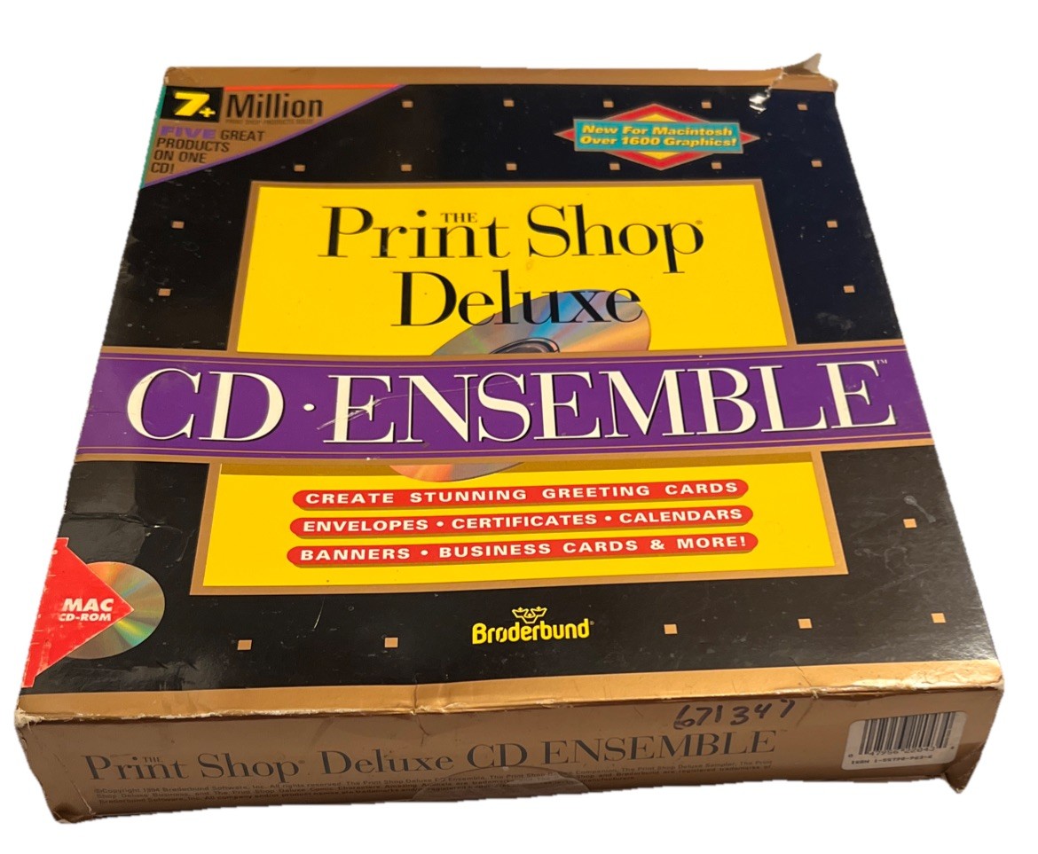 Broderbund The Print Shop Deluxe CD Ensemble for vintage Macintosh Complete CIB