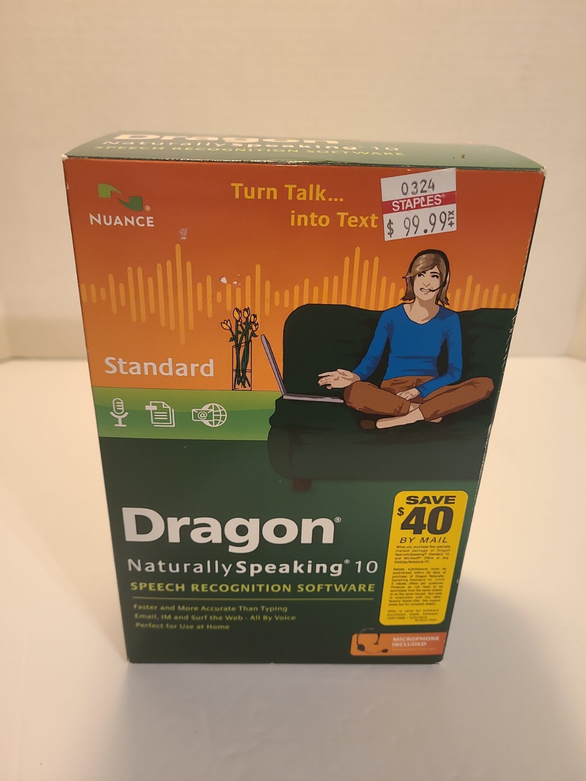 NUANCE DRAGON NATURALLY SPEAKING STANDARD EDITION 10 SPEECH RECOGNITION NEW SEAL