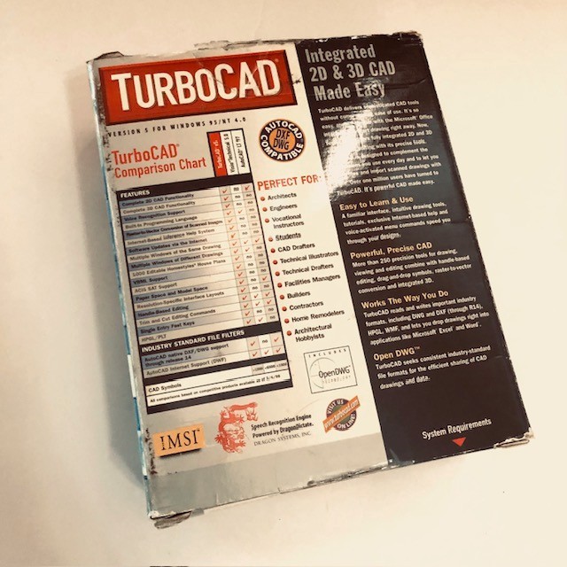 TurboCAD Deluxe Version 5 windows 95 Powerfull 2D&3D CAD Program IMSI