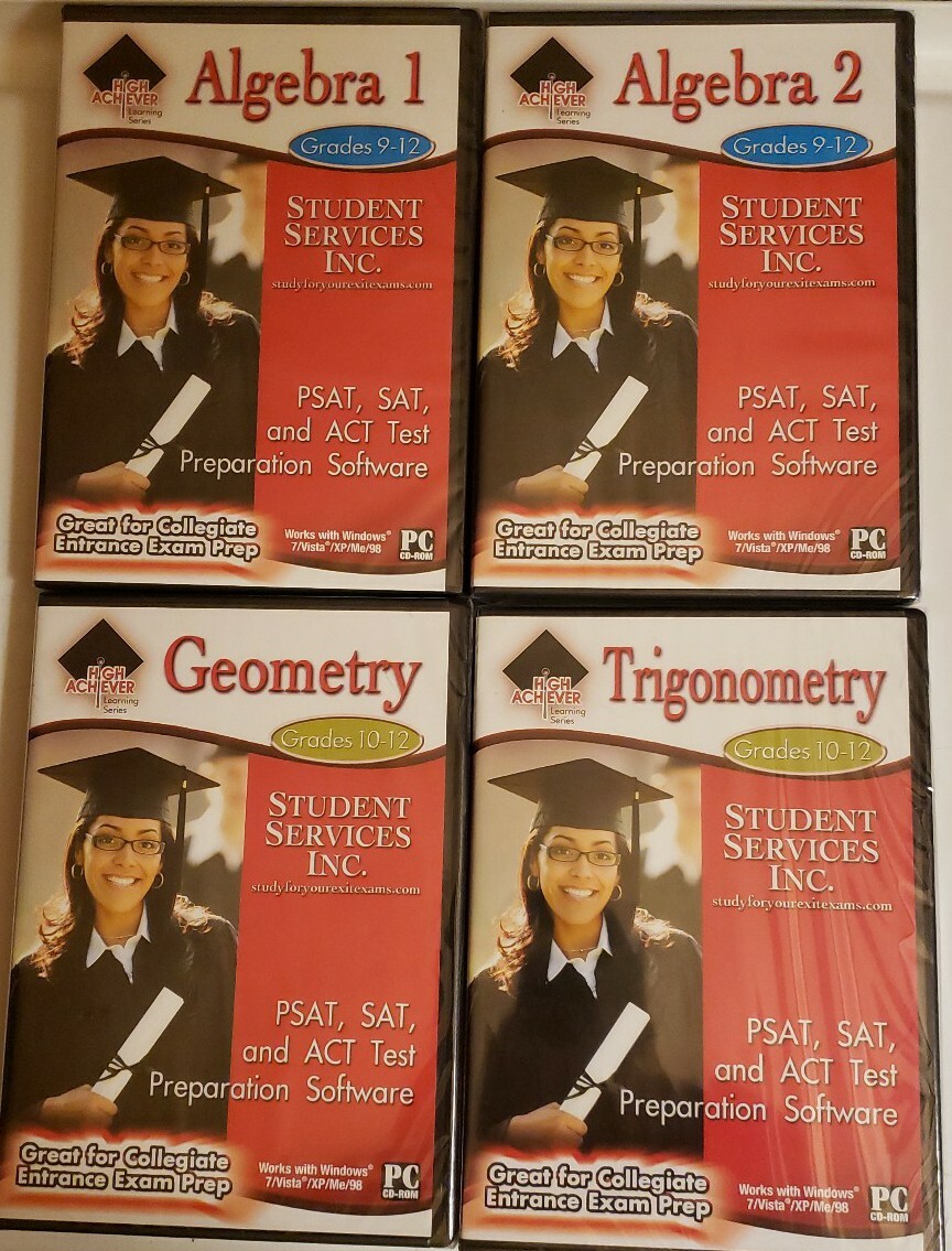 NEW PC High Achiever Learning Series Grades 9-12 Alg 1&2, Trig & Geom FREE SHIP!