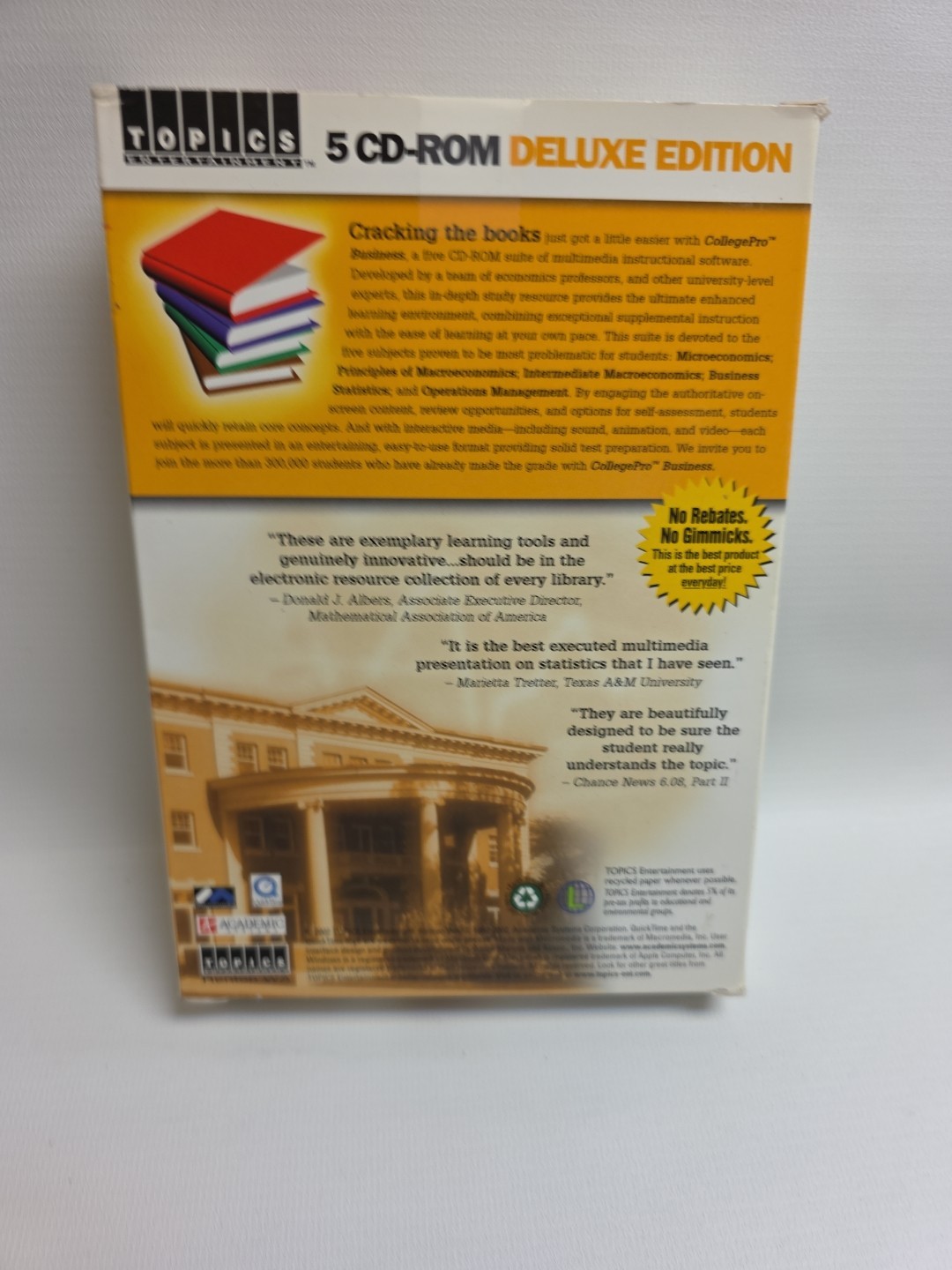 College Pro Business software set of 5 CD-ROMs, never used. In black CD holders.