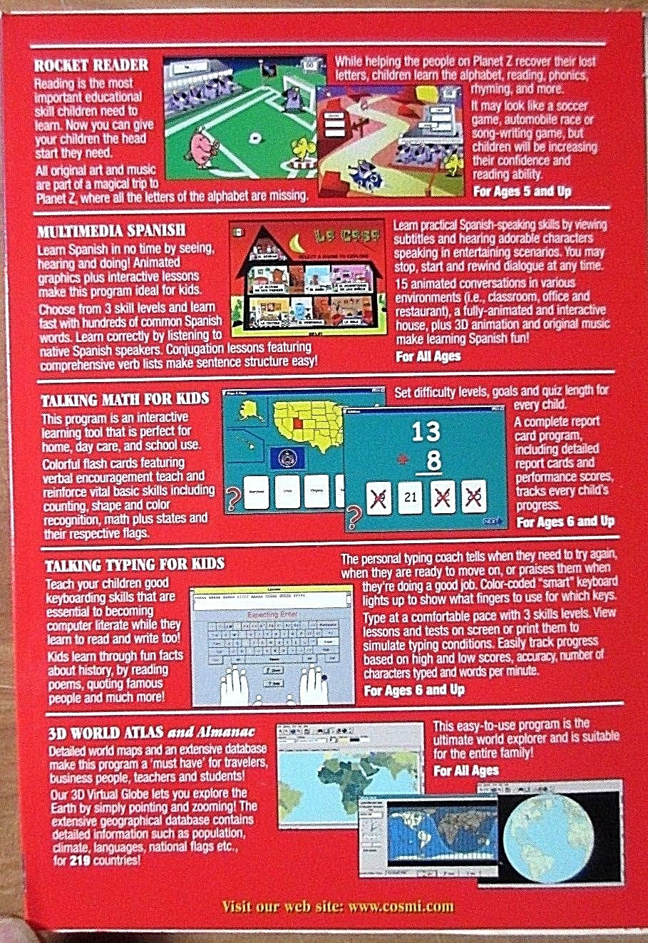 Fun 2 Learn Kids Pack 10 Complete Software Programs by COSMI Windows 2001