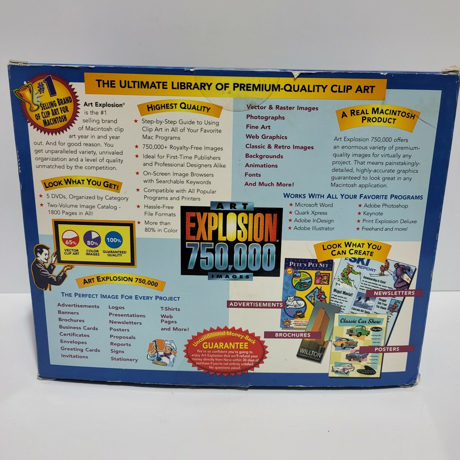 2000 Macintosh Art Explosion 750,000 Images Book Catalog and 5 Disk DVD Set