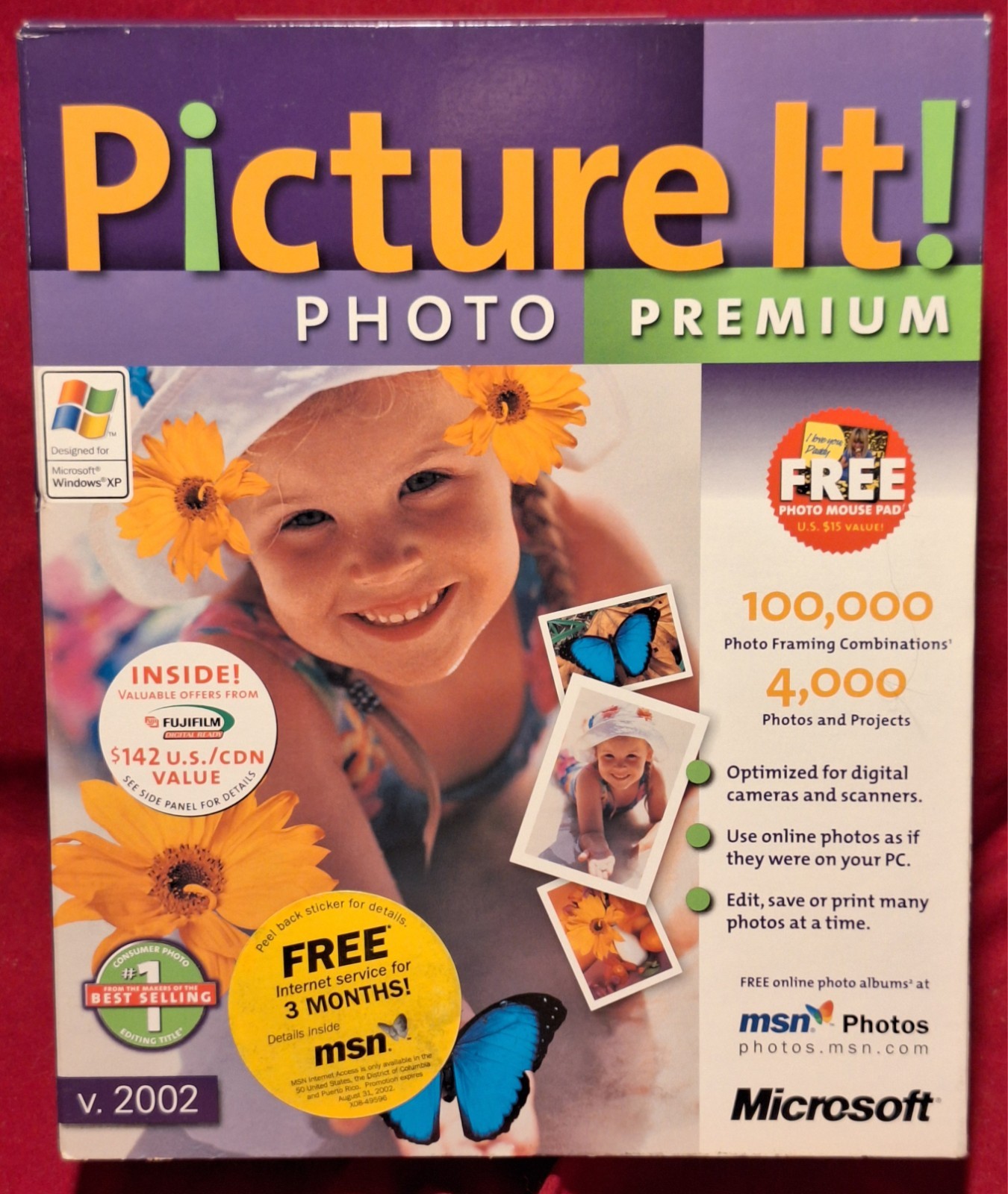 RARE New! Microsoft Picture It! Photo Premium 2002 Big Box PC CD-ROM
