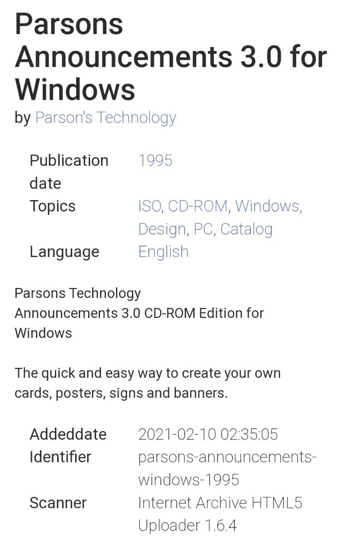 Announcements 3.0 For Windows (Vintage PC CD-ROM)