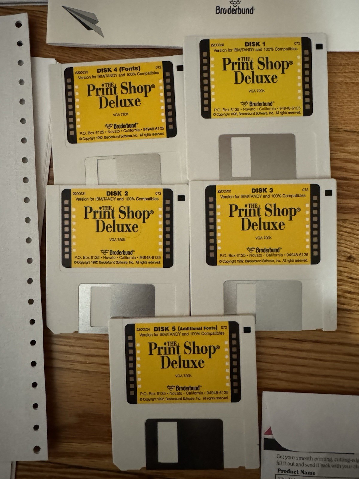 The Print Shop Deluxe 1992 IBM Tandy 5 Disk Set w Manuals Vintage / Untested A3