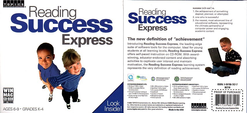 TOPICS: Reading Success Express (Grade K-4) Age 6-9 (PC/MAC-CD, 2005-NEW in JBOX