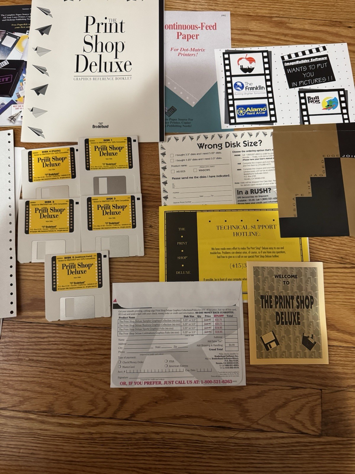 The Print Shop Deluxe 1992 IBM Tandy 5 Disk Set w Manuals Vintage / Untested A3
