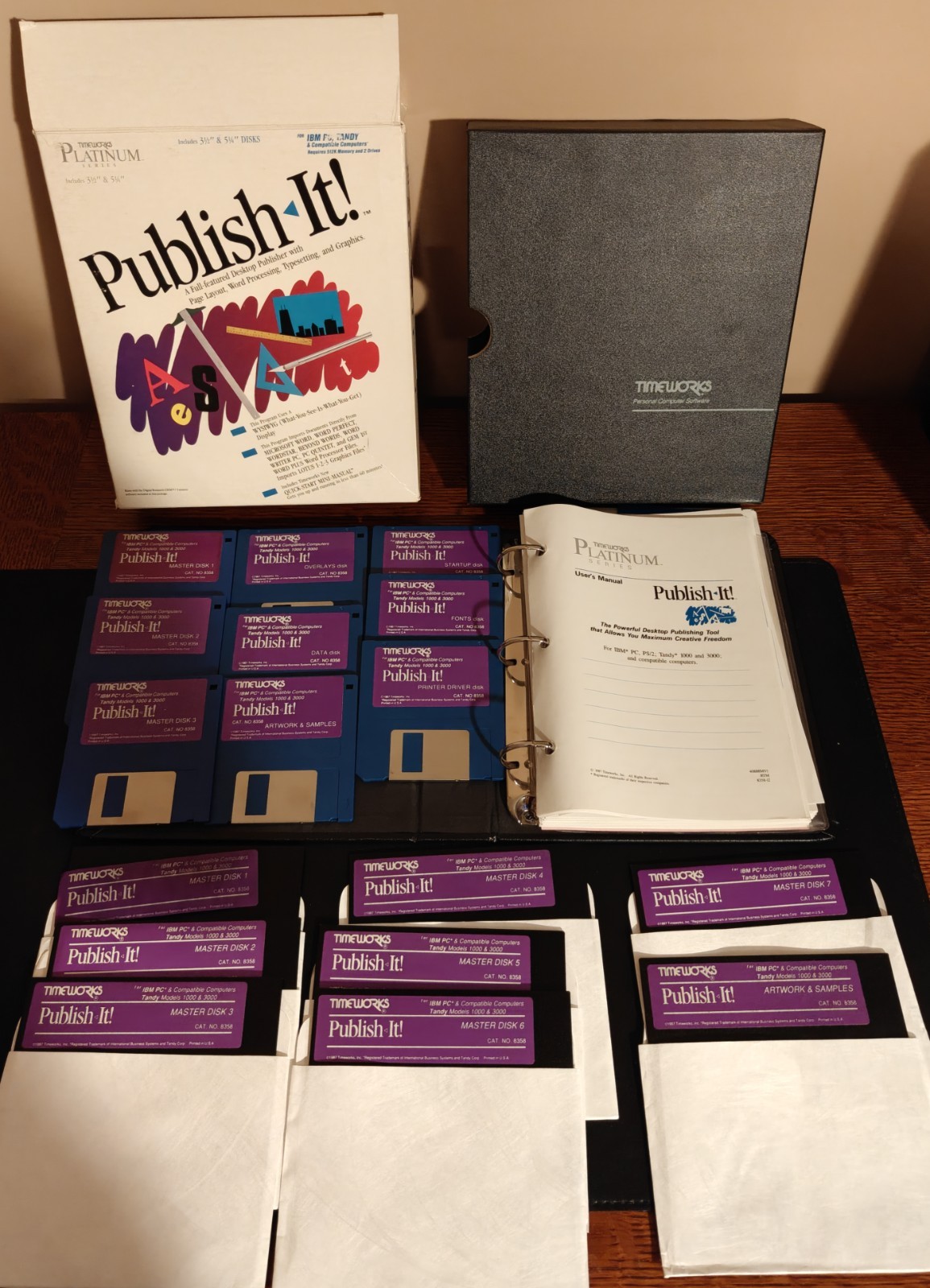 1988 Vintage Timeworks Publish-It! for IBM PC TANDY DOS 2.1, 3.5″ 5.25″ Floppy