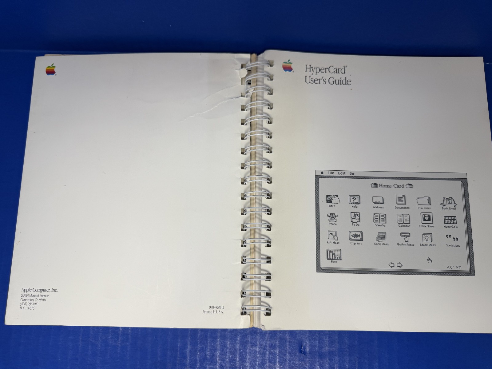 HYPERCARD USER’S GUIDE (1989, SPIRAL BINDING) -Apple Macintosh Manual -VERY GOOD