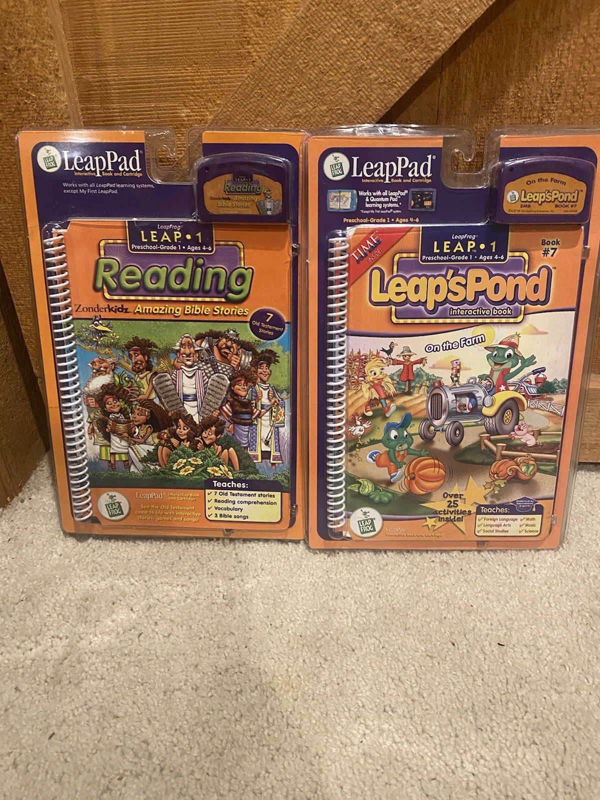 Pair Of LeapFrog Leap 1 Reading Bible Stories Old Testament On The Farm