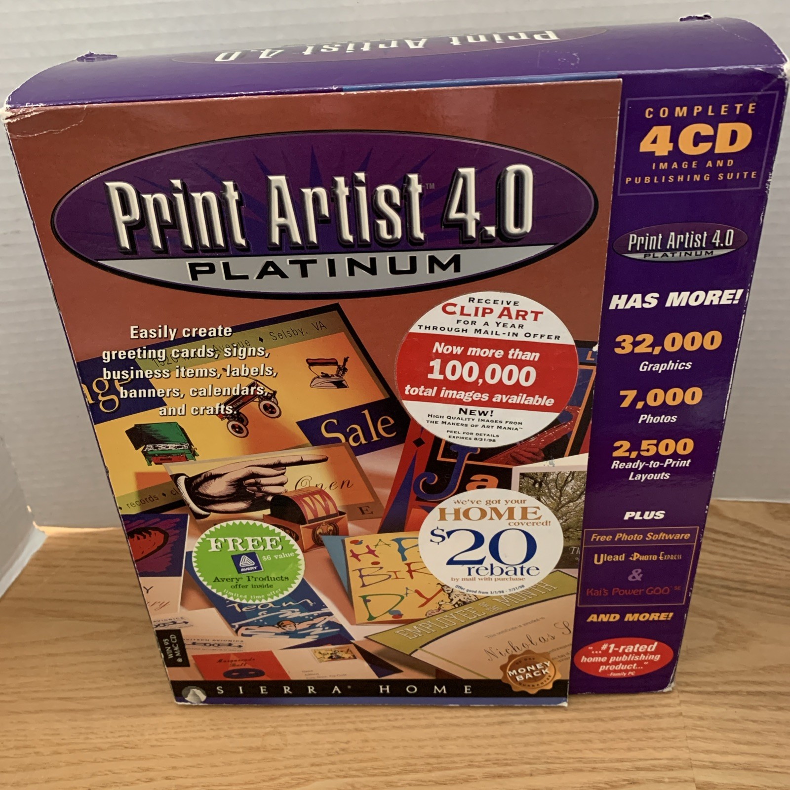 Print Artist 4.0 Platinum Sierra Home 1997 4-CD Windows 95 / Macintosh