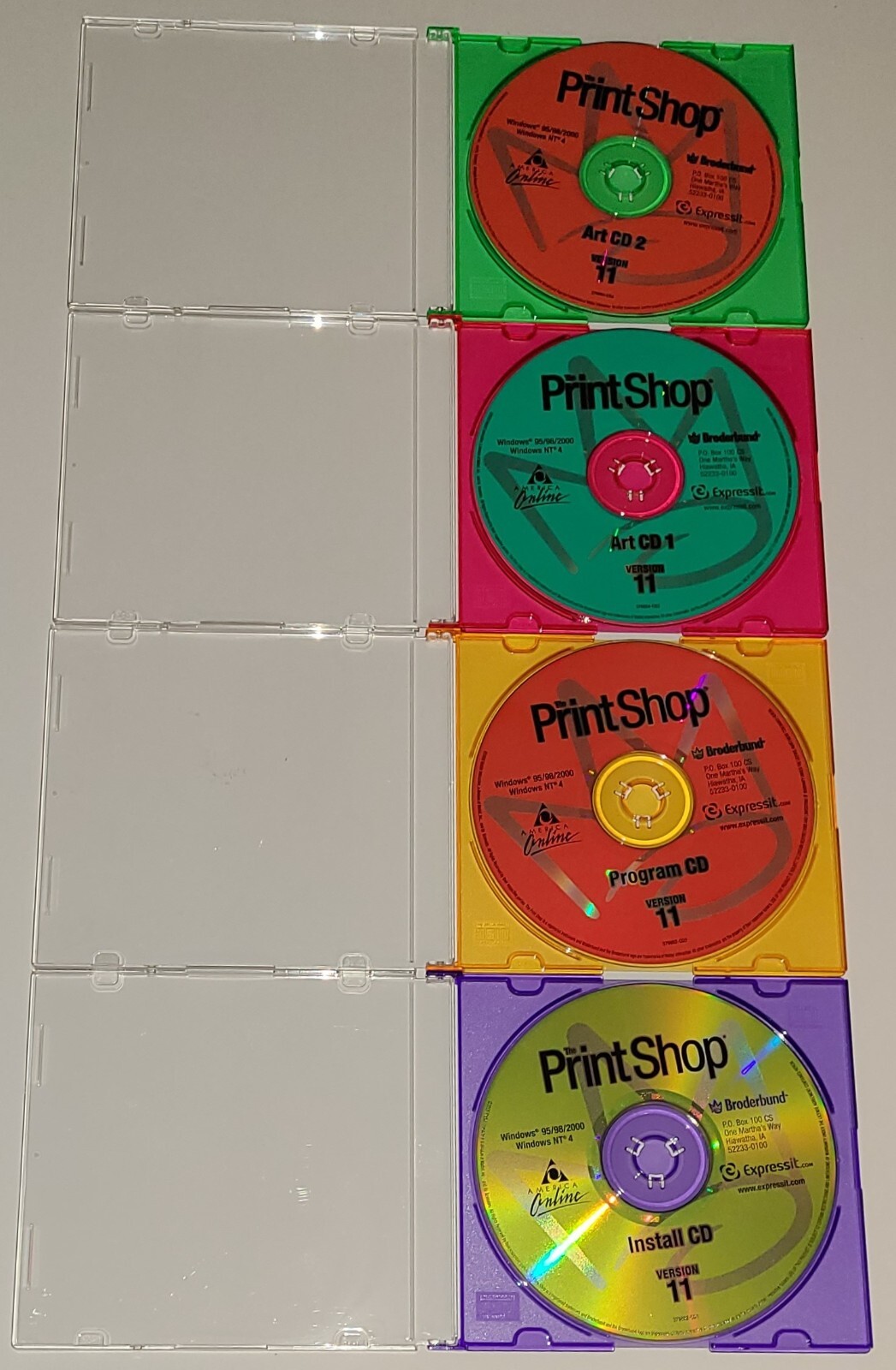 Broderbund PrintShop Version 11, 4 CDs for Windows 95/98/2000/NT4 graphics photo