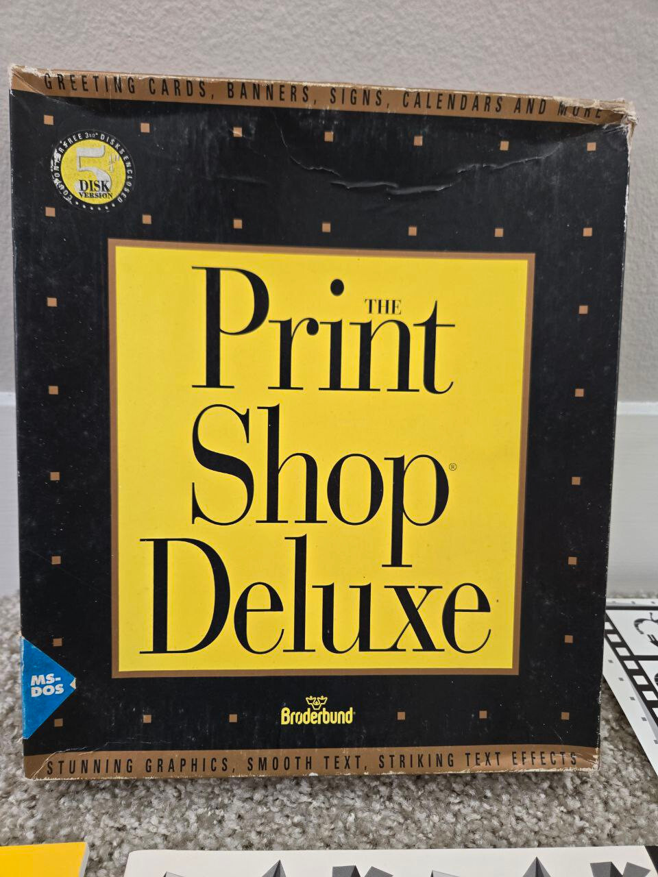 #0014 The Print Shop Deluxe Dos Broderbund 1992 PC Game Complete Box Vintage