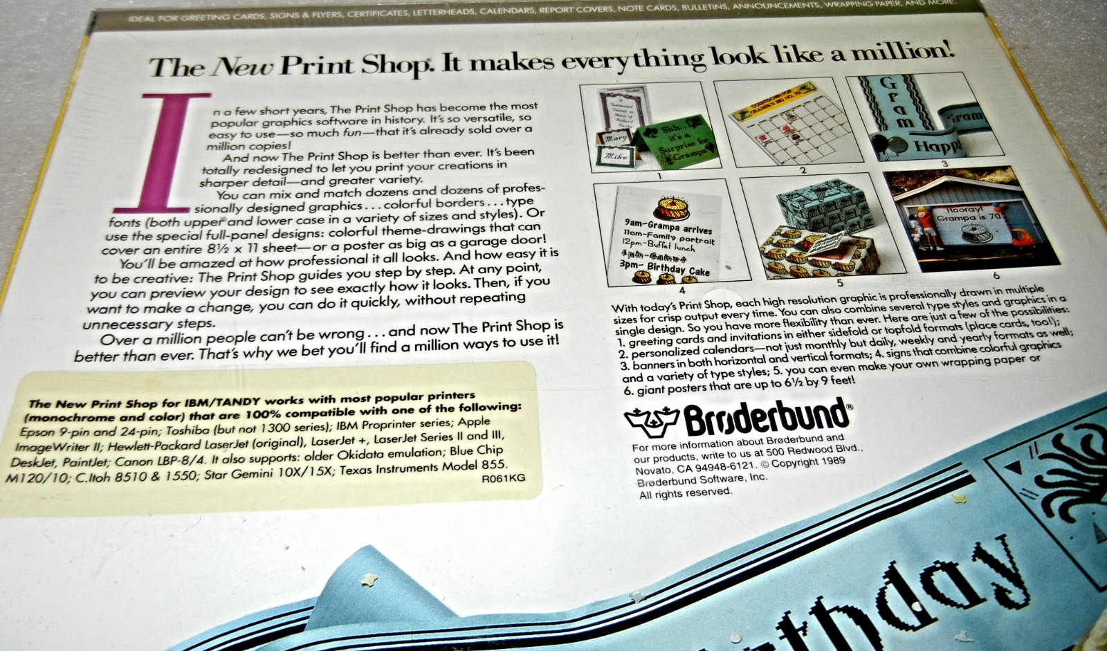 1989 The New Print Shop Computer PC 3.5″ & 5.25″ Broderbund Big Box Design – NEW
