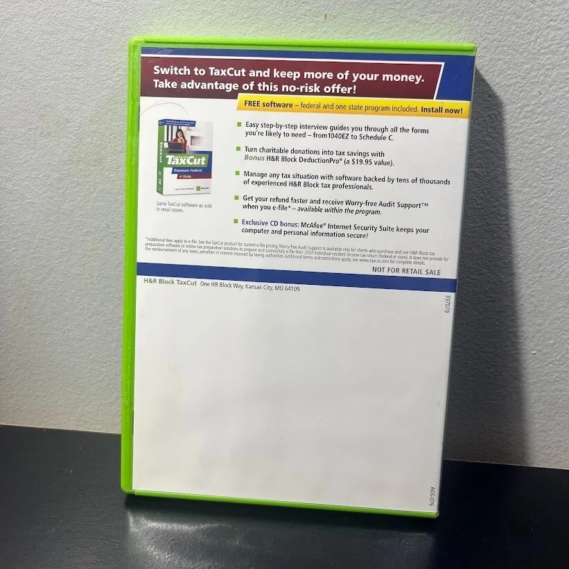 2007 H&R Block Tax Cut Premium Federal & State Taxes CD