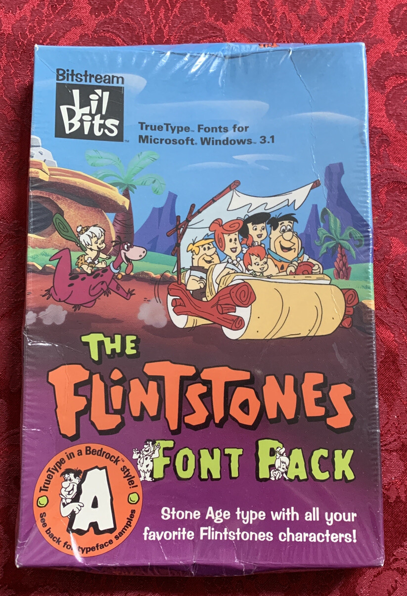 NOS 1992 The Flintstones Font Pack MS-DOS /Windows 3.1 Computer Hanna-Barbera