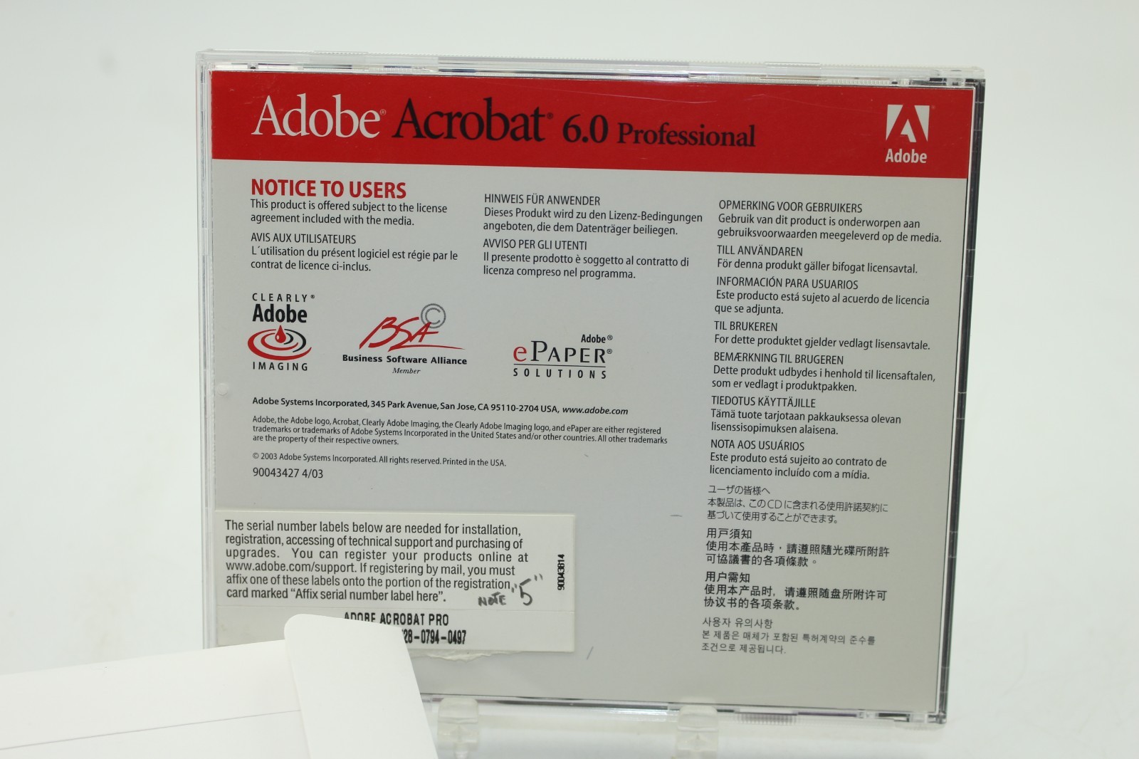 Adobe Acrobat 5.0 & 6.0 Upgrade For Windows – W/SERIAL #s
