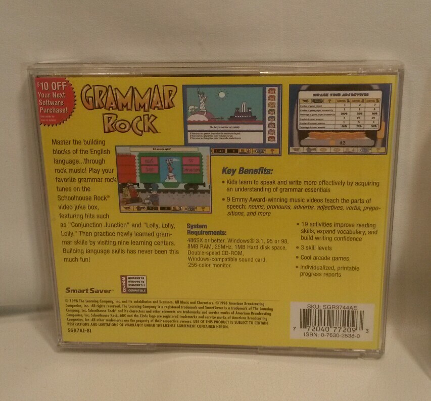 ☆ LOT 3 SCHOOL HOUSE ROCK THINKING GAMES/ GRAMMAR ROCK/ MATH ROCK F/S