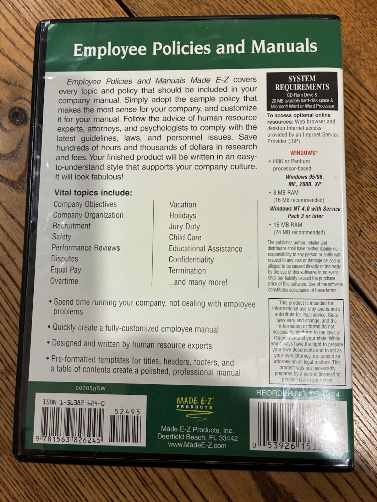 Made E-Z Employee Policies and Manuals for Windows – CD-ROM Software