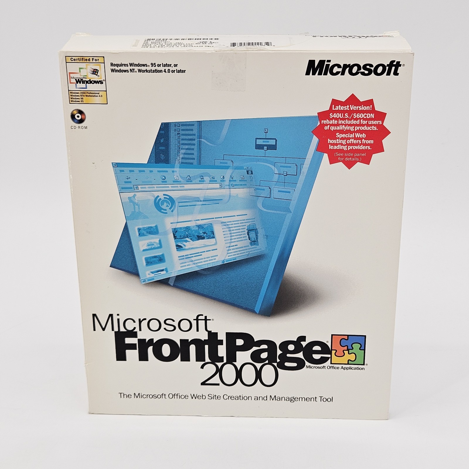 Vintage Microsoft FrontPage 2000 W/ Original Box, Booklets And Software